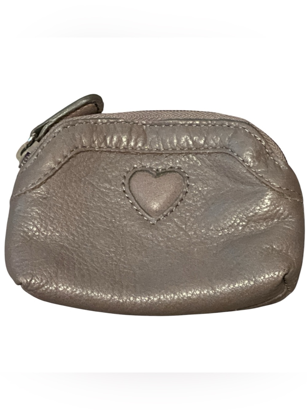 Brighton Metallic Taupe Heart Coin Pouch